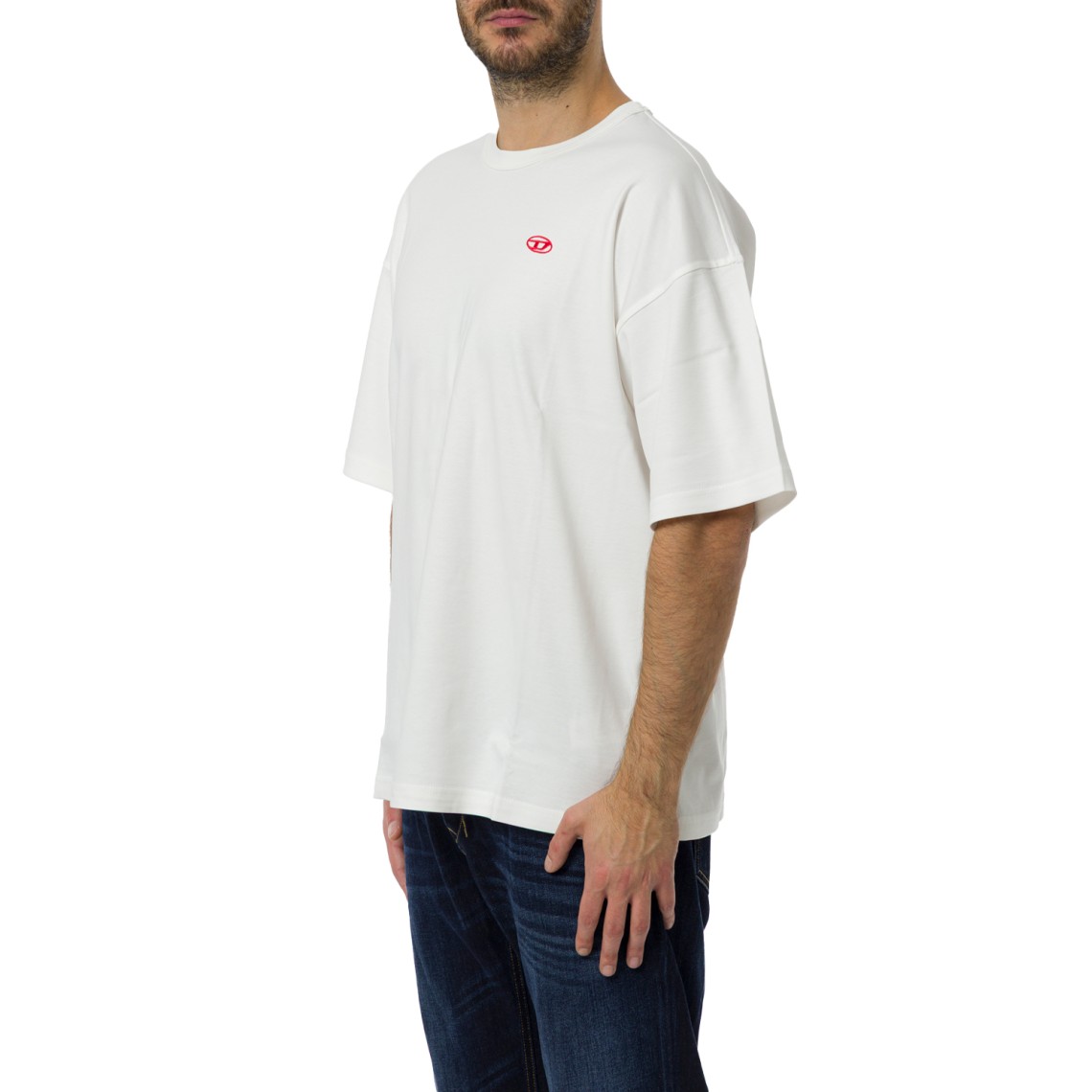 T-shirt con logo Oval D rosso Diesel