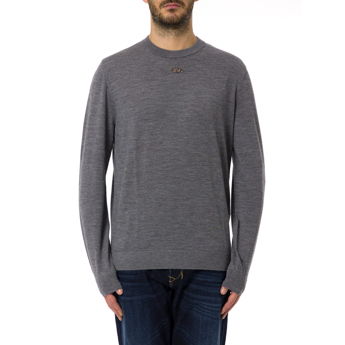 Maglia girocollo in lana con logo cut-out Diesel