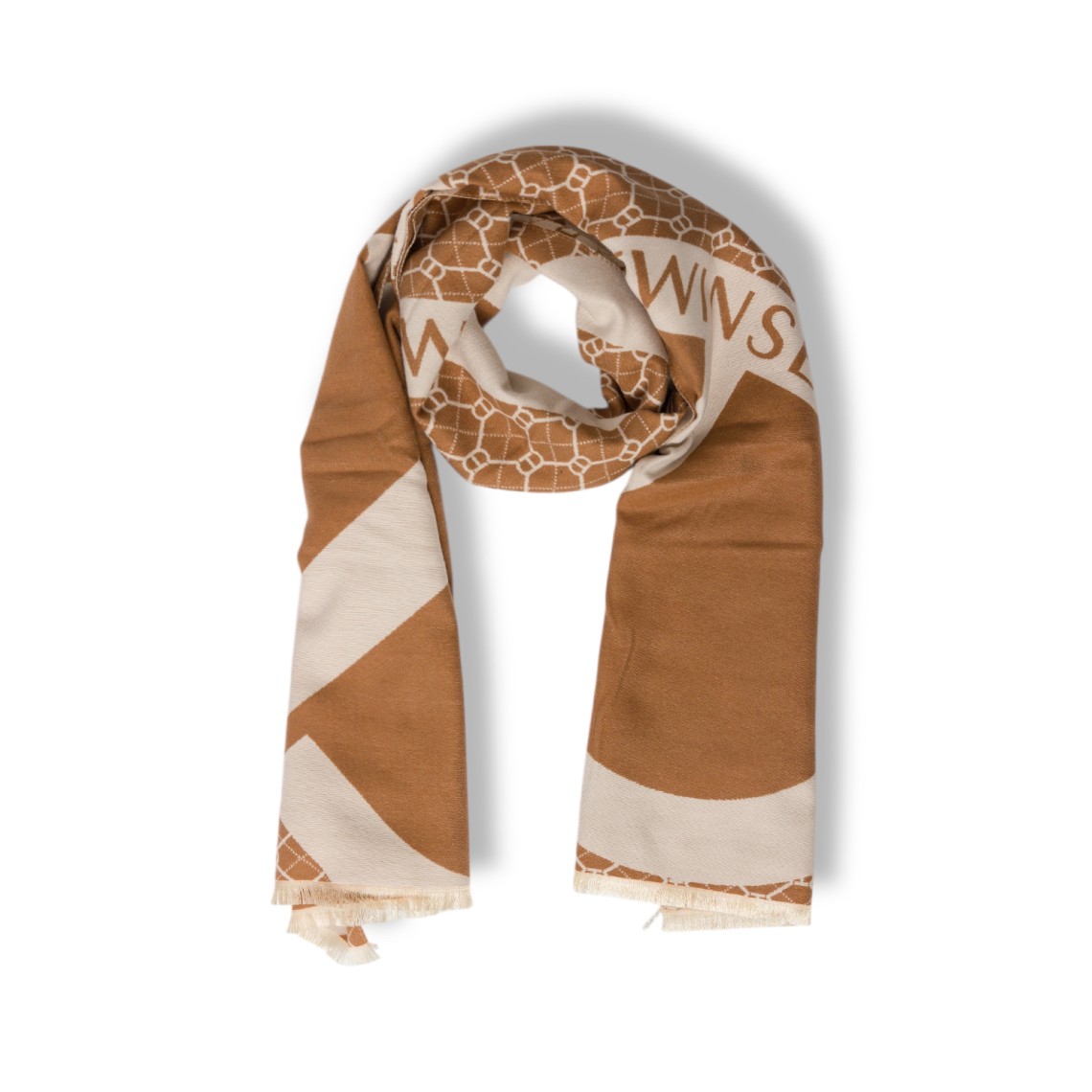 Stola Oval T Twinset in tessuto con logo jacquard