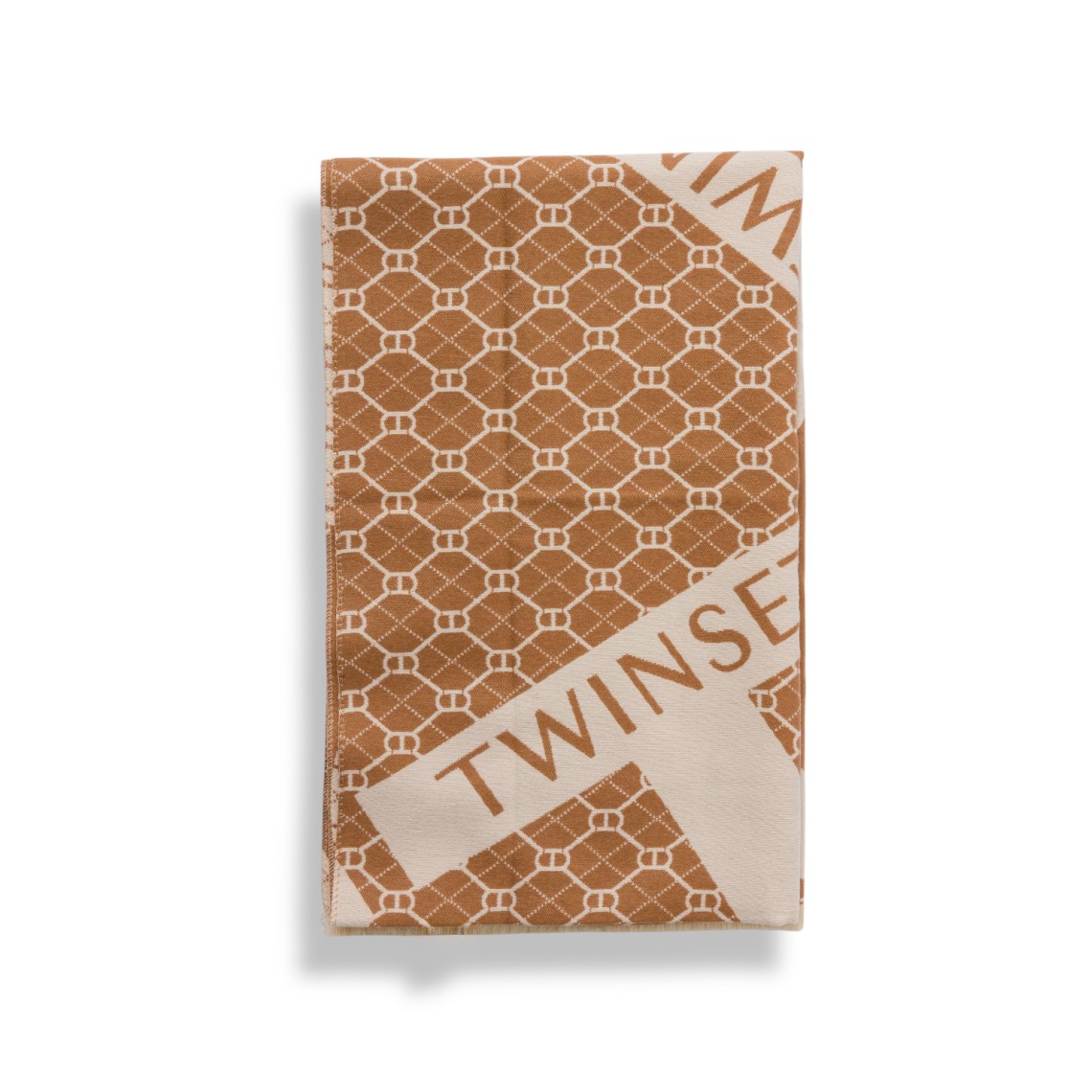 Stola Oval T Twinset in tessuto con logo jacquard