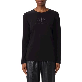 T-shirt in cotone stretch con logo di strass