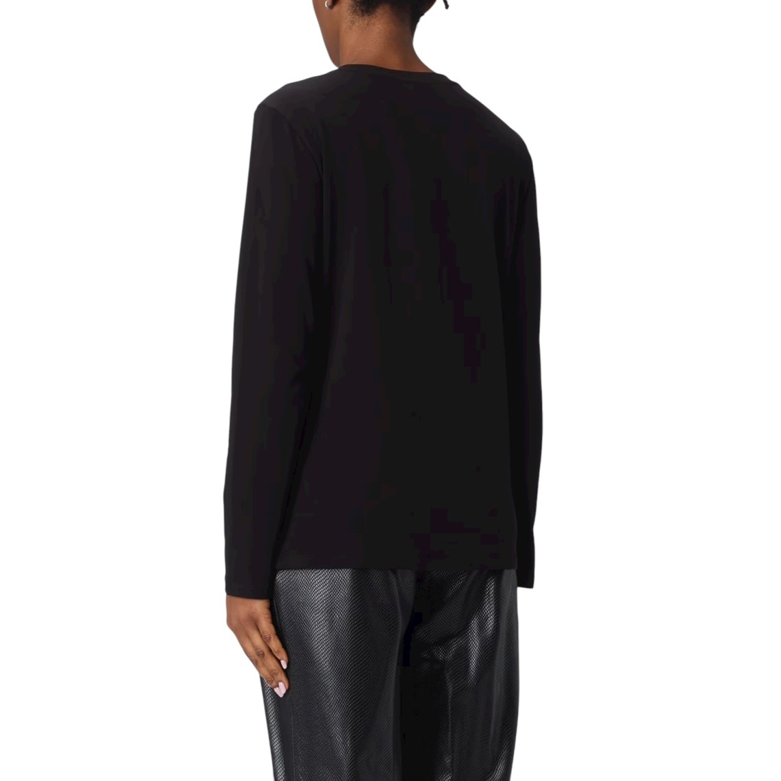 T-shirt in cotone stretch con logo di strass