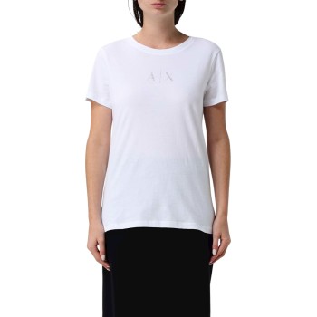 T-shirt in cotone con logo di strass Armani Exchange
