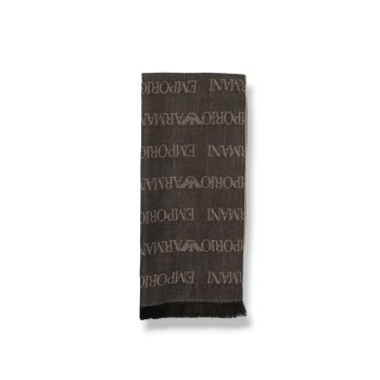 Sciarpa Emporio Armani in lana vergine con logo jacquard