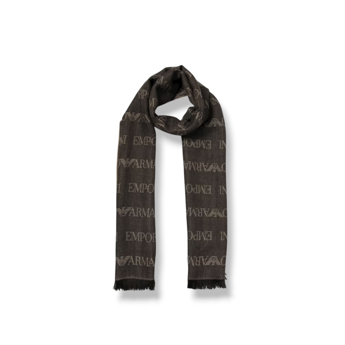 Sciarpa Emporio Armani in lana vergine con logo jacquard