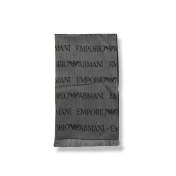 Sciarpa Emporio Armani in lana vergine con logo jacquard