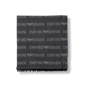 Sciarpa Emporio Armani in lana vergine con logo jacquard