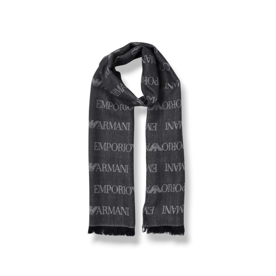 Sciarpa Emporio Armani in lana vergine con logo jacquard