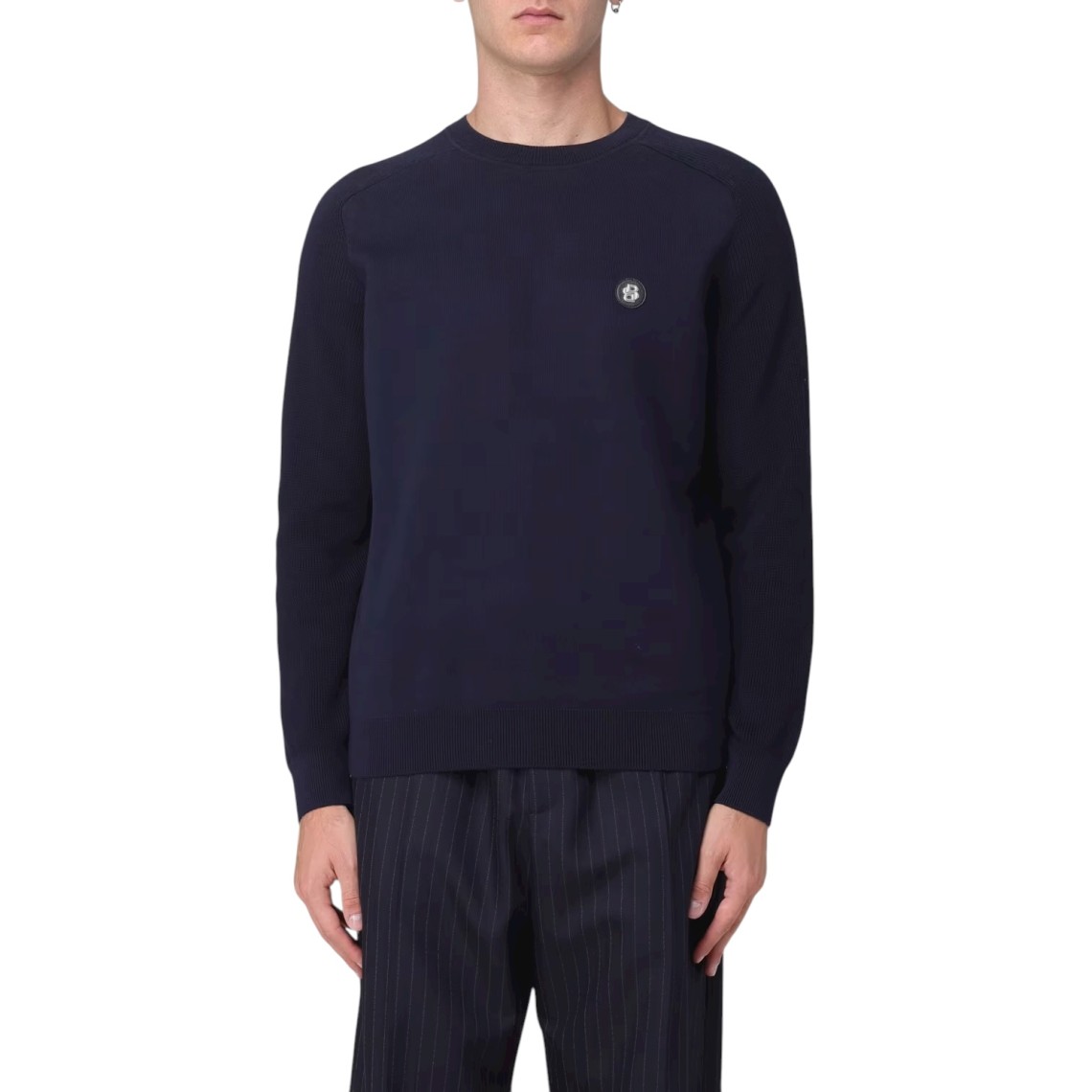 Maglia a girocollo basic con logo Boss