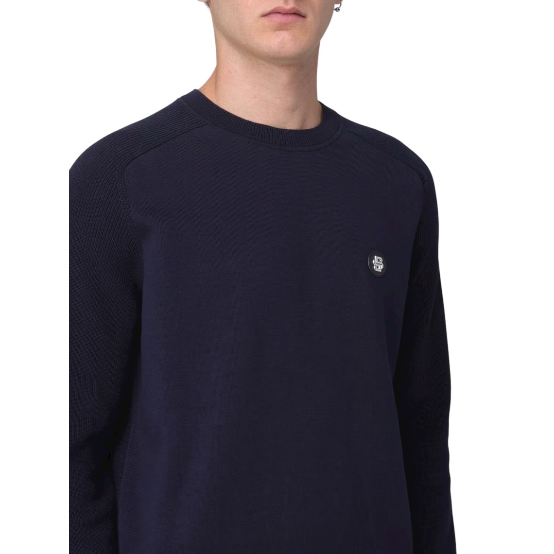 Maglia a girocollo basic con logo Boss