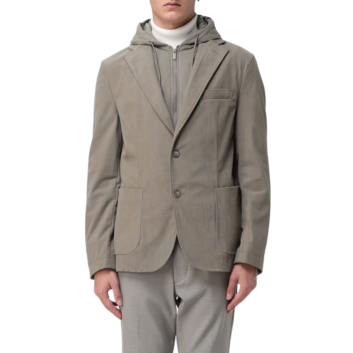 Blazer con cappuccio amovibile Boss in velluto a coste