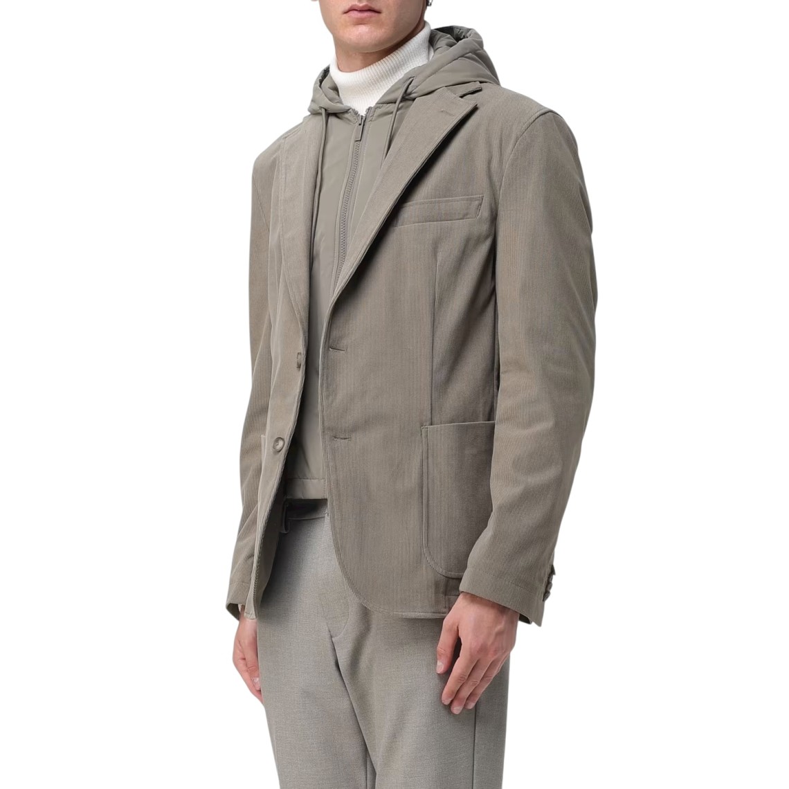 Blazer con cappuccio amovibile Boss in velluto a coste