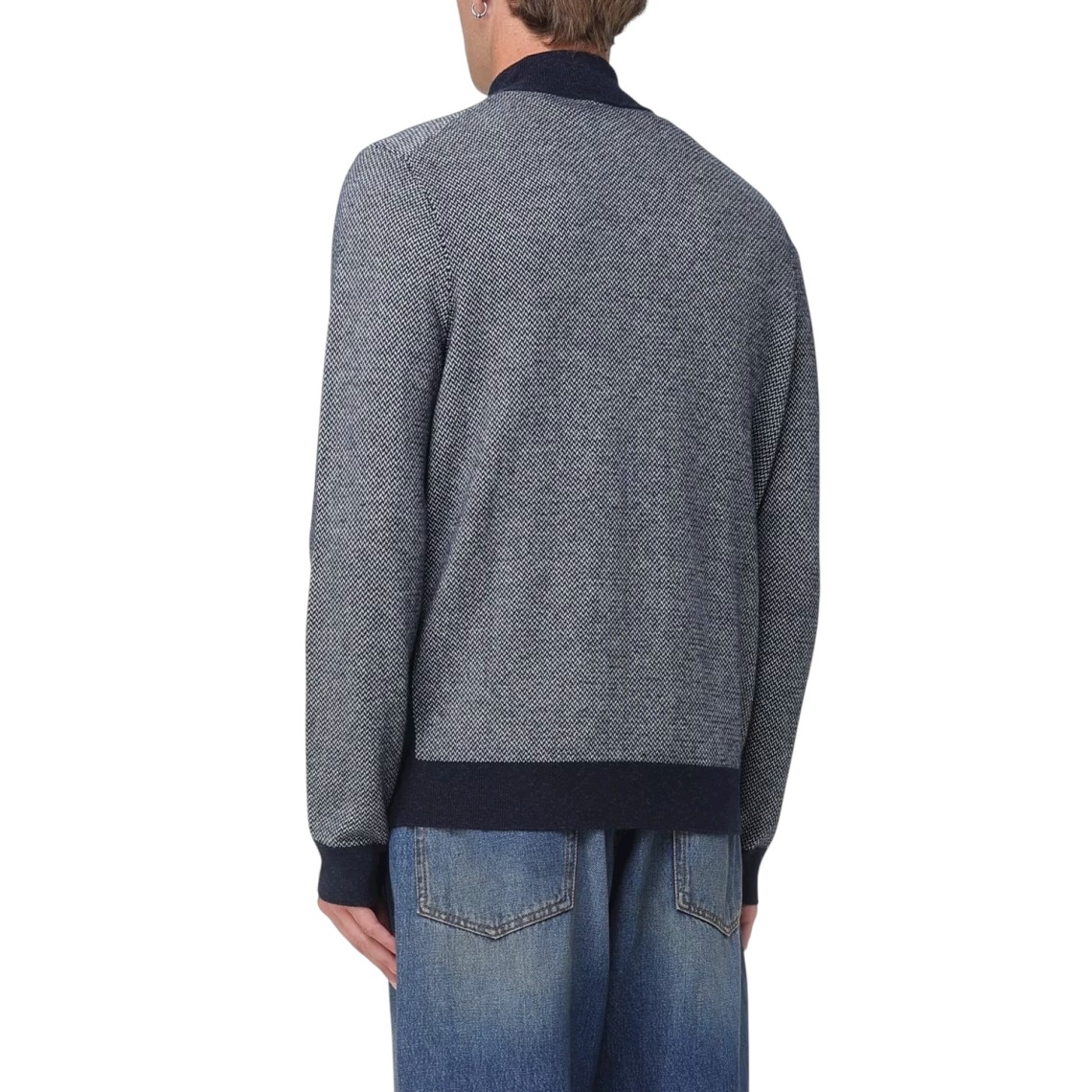 Cardigan con zip Boss in misto lana vergine e cotone