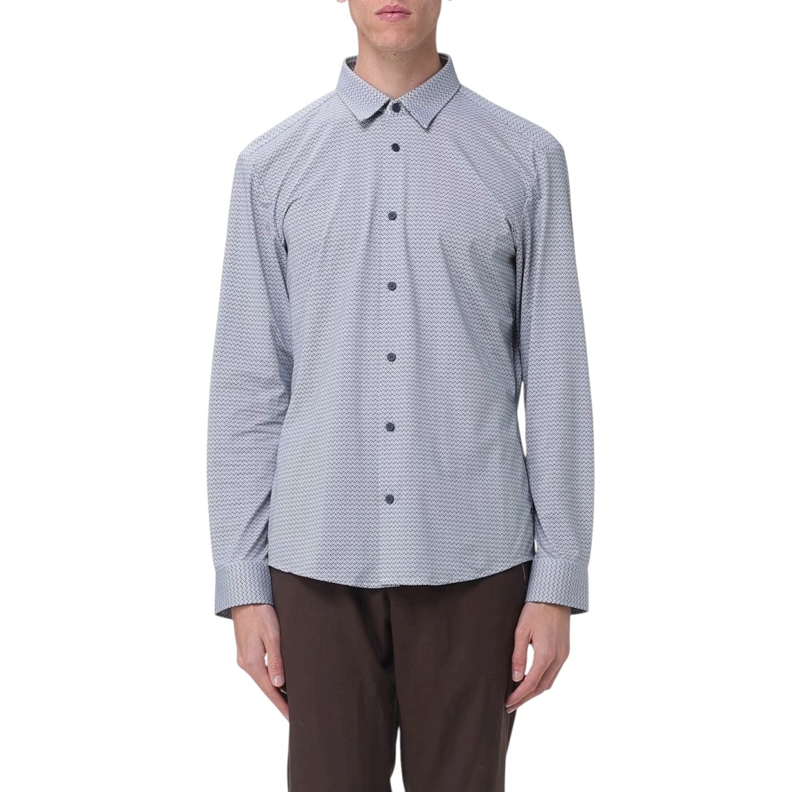 Camicia Boss in jersey stretch con motivo chevron