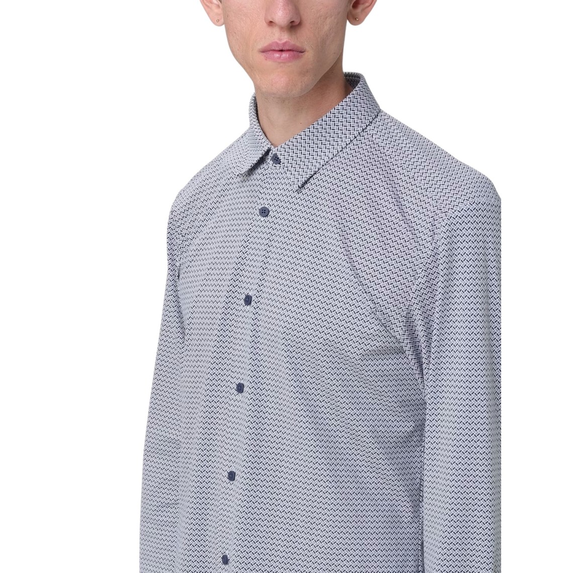 Camicia Boss in jersey stretch con motivo chevron