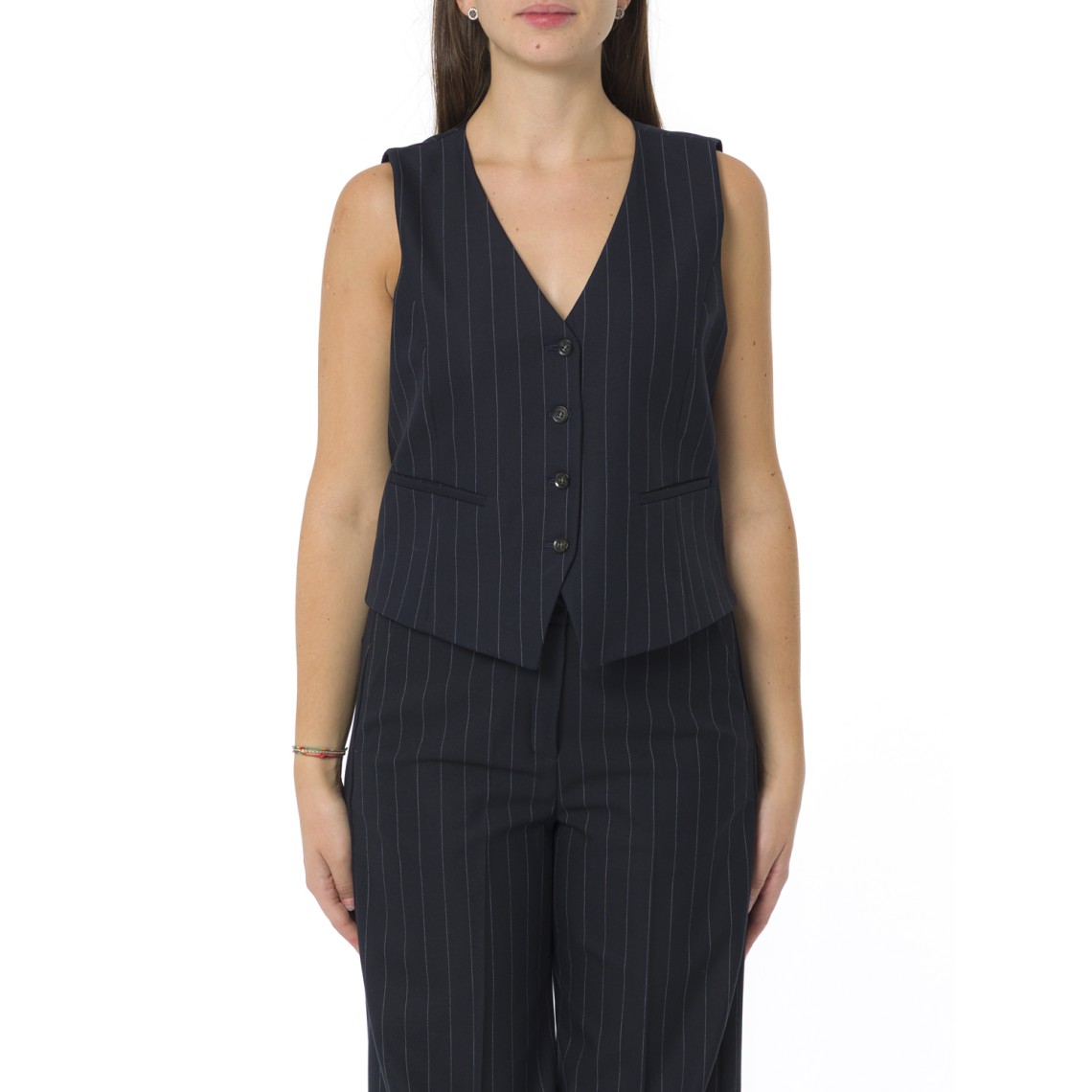 Gilet in twill stretch i Blues