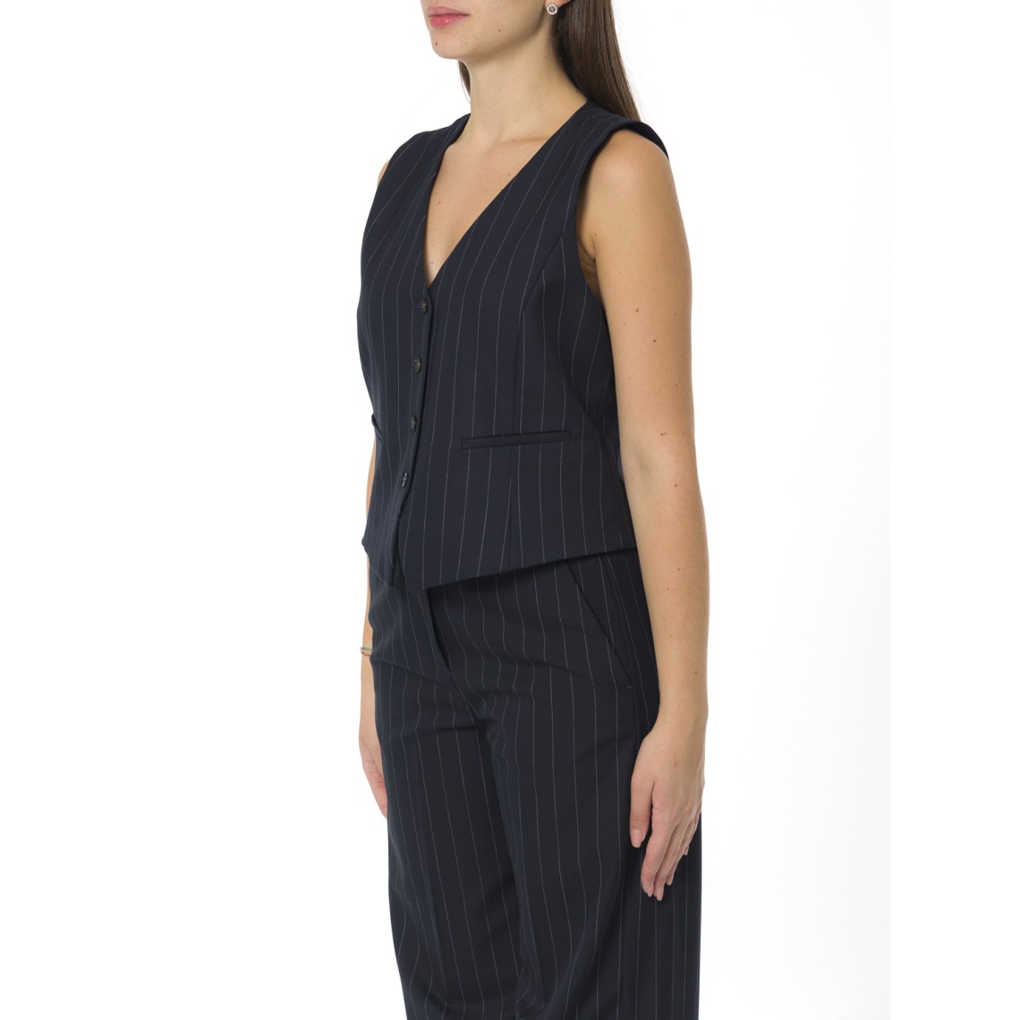 Gilet in twill stretch i Blues