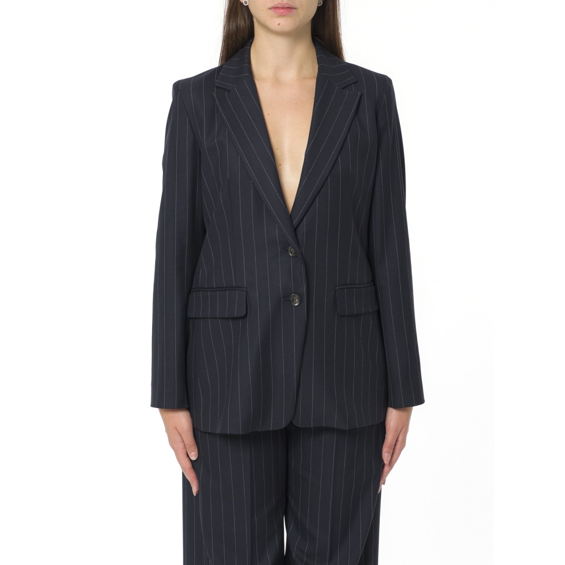 Blazer in twill stretch i Blues