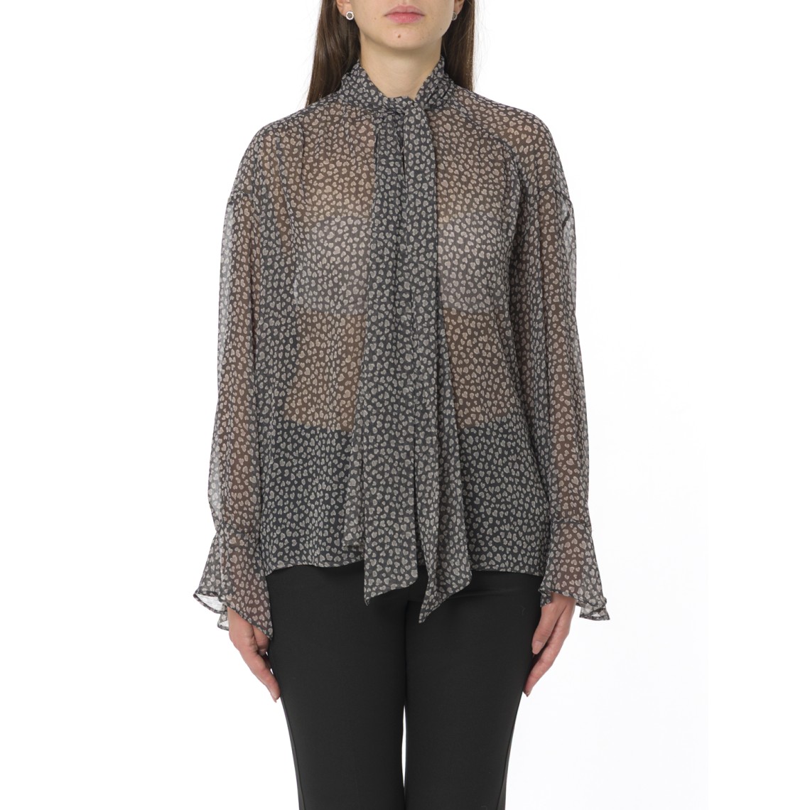 Blusa in crêpe stampato i Blues