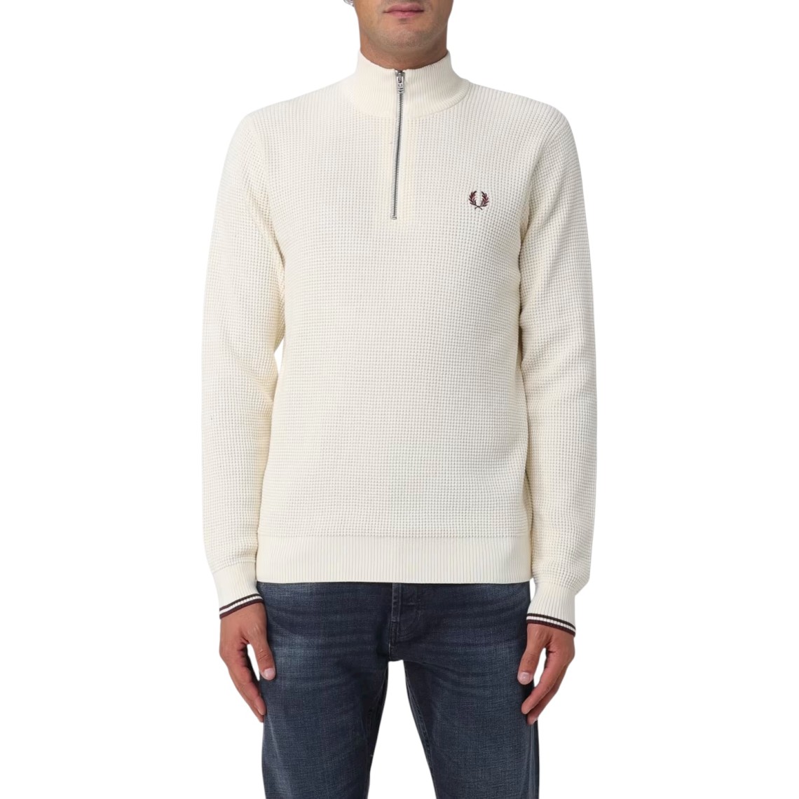 Maglia half-zip con logo ricamato Fred Perry