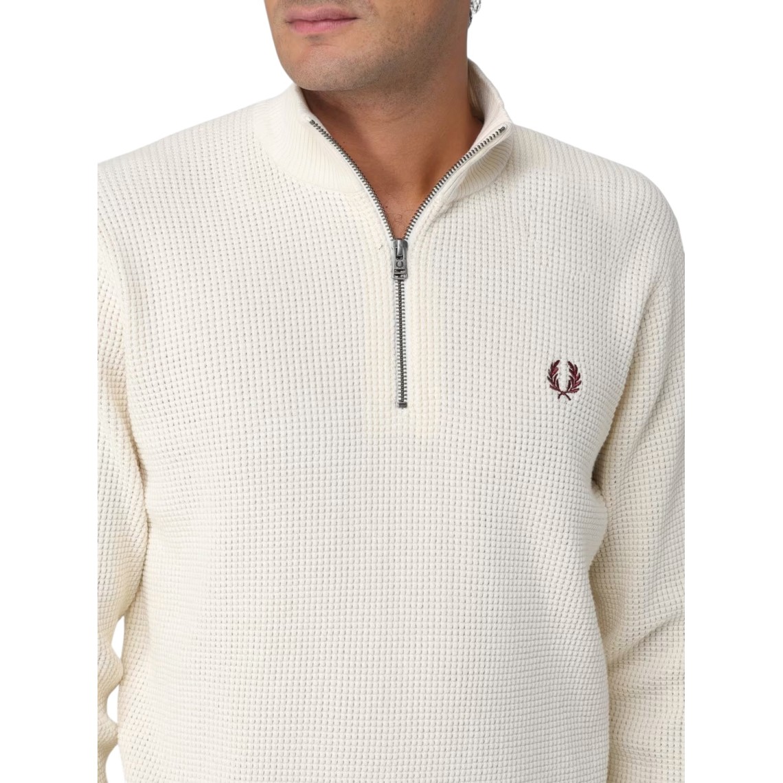Maglia half-zip con logo ricamato Fred Perry