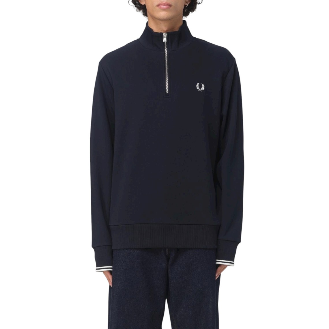 Felpa Fred Perry in misto cotone con zip e ricamo