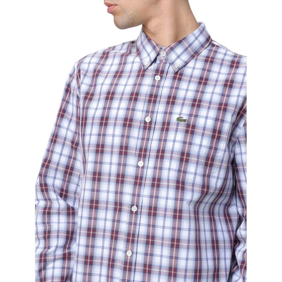 Camicia Lacoste regular fit in popeline con motivo scozzese