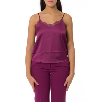 Top in raso Emme Marella con pizzo sullo scollo