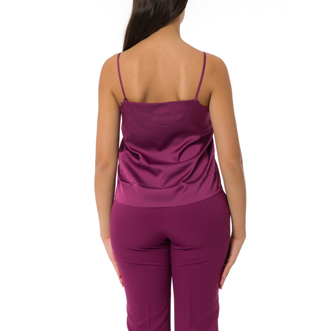 Top in raso Emme Marella con pizzo sullo scollo