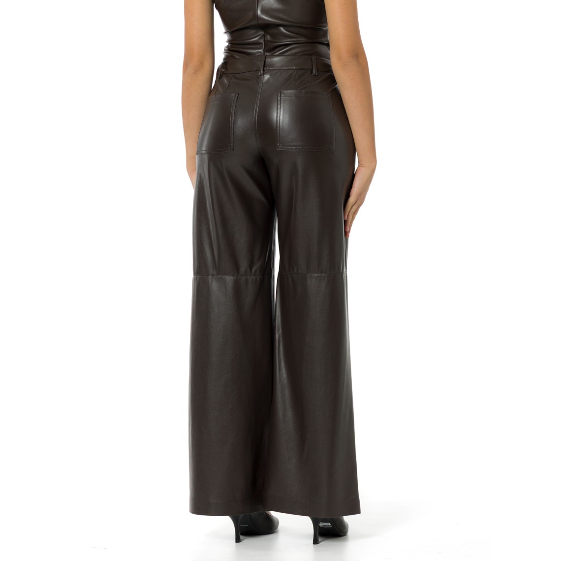 Pantalone wide leg in jersey spalmato Marella