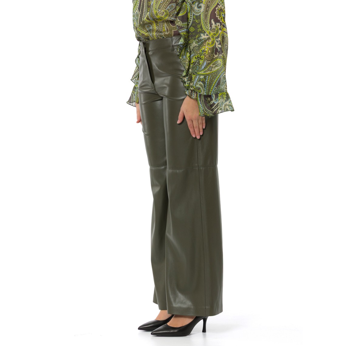 Pantaloni wide leg in jersey spalmato Marella