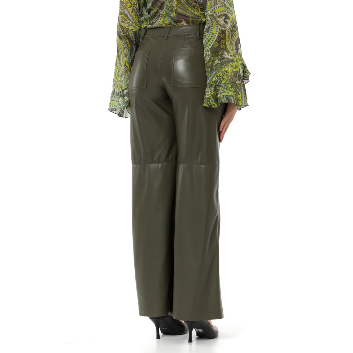 Pantaloni wide leg in jersey spalmato Marella