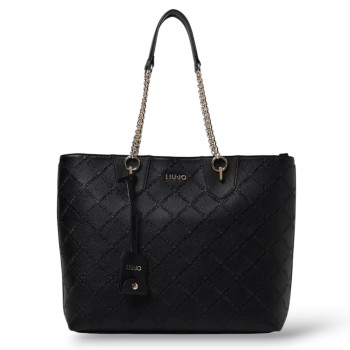 Borsa a spalla Liu Jo in pelle sintetica a grana con logo...