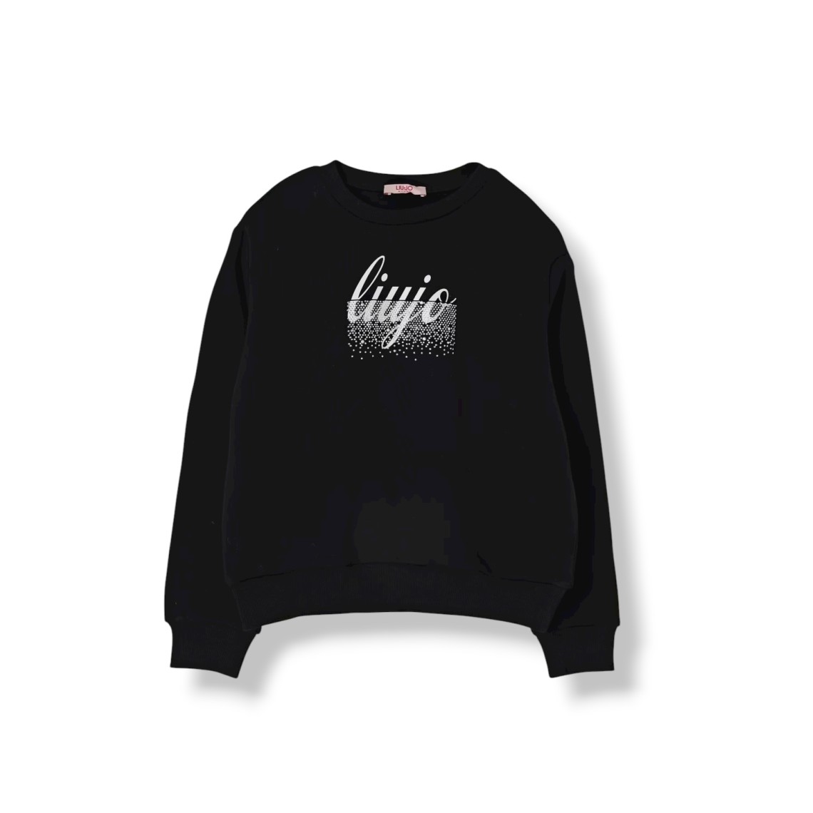 Felpa a girocollo in cotone con logo e strass Liu Jo Kids