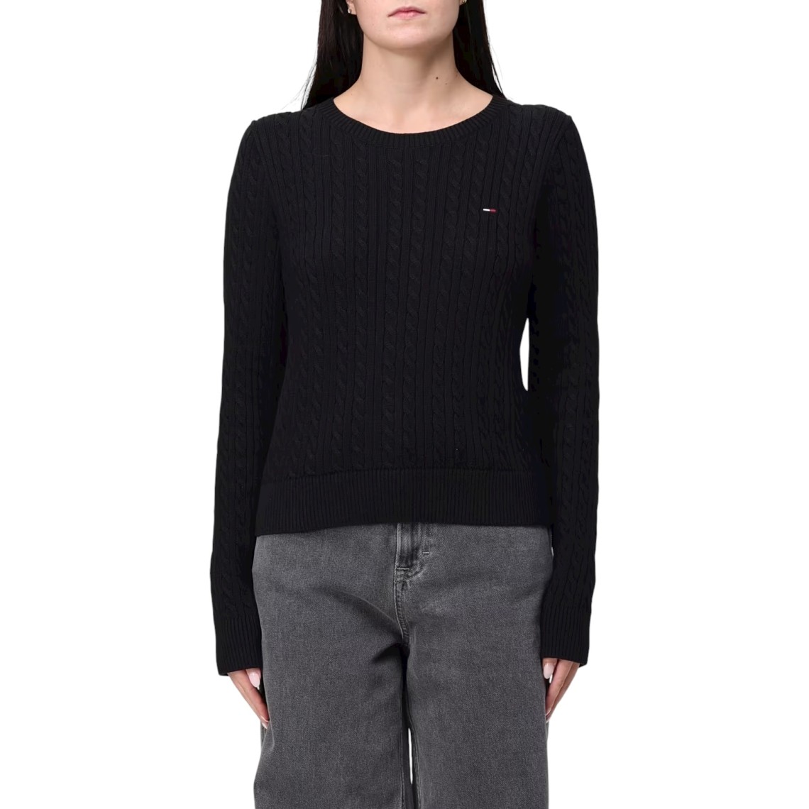 Maglia a girocollo in cotone con logo Tommy Jeans