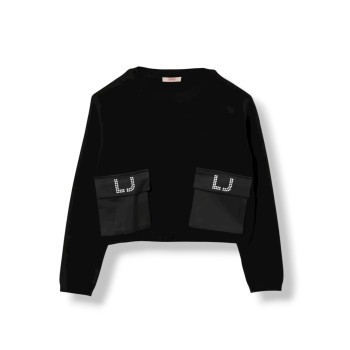 Felpa Liu Jo Kids in misto viscosa con tasche a toppa