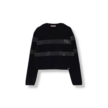 Maglia a girocollo con occhielli metallici Liu Jo Kids