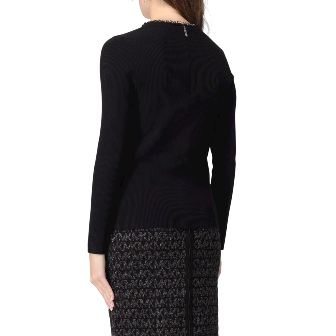 Maglia in misto viscosa a coste con dettaglio a catena Michael Kors