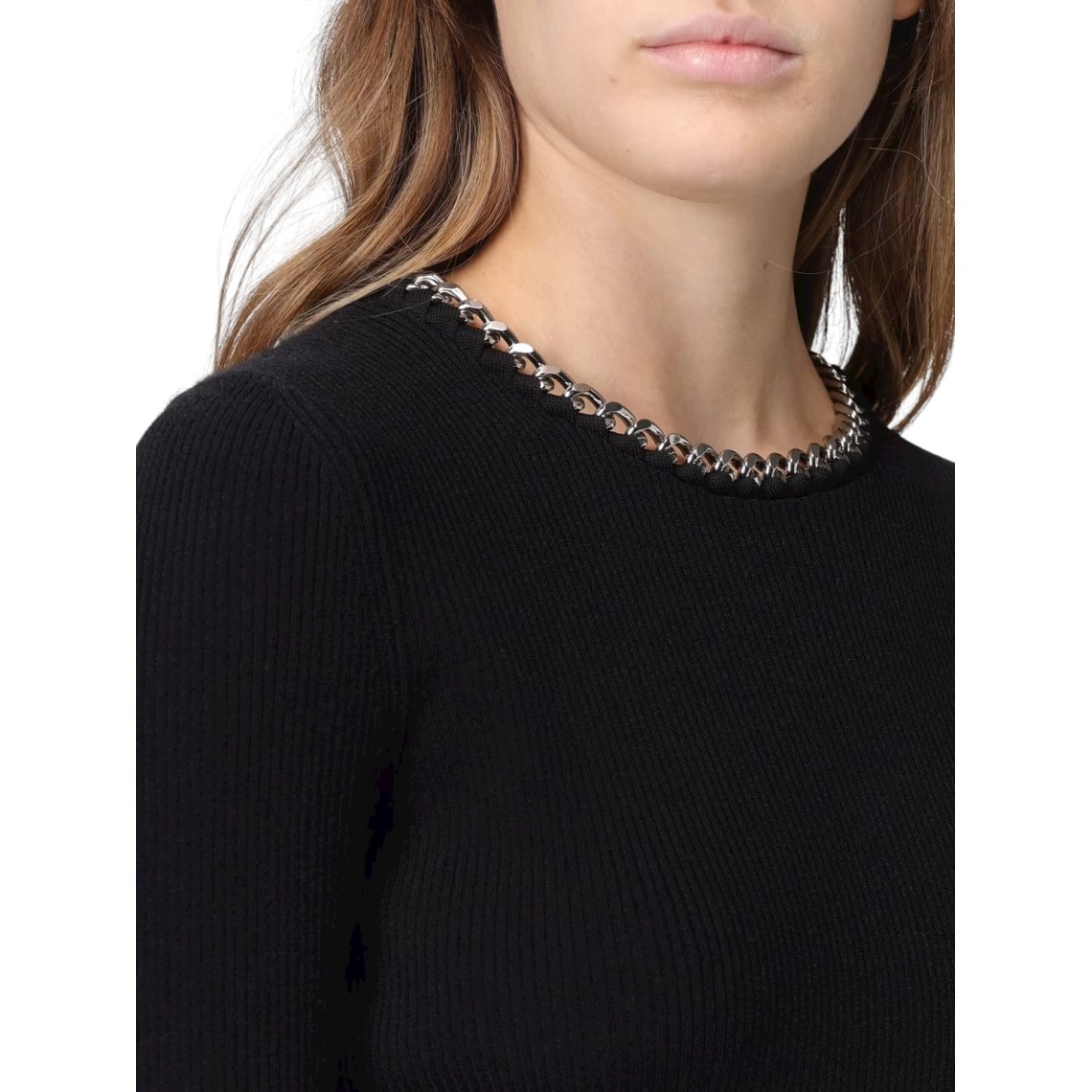 Maglia in misto viscosa a coste con dettaglio a catena Michael Kors