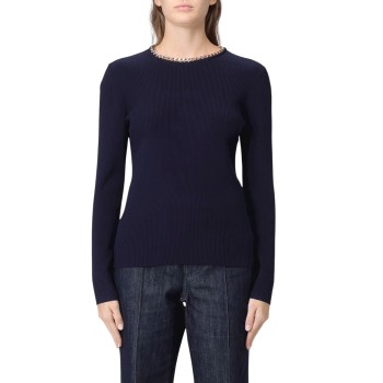 Maglia in misto viscosa a coste con dettaglio a catena...