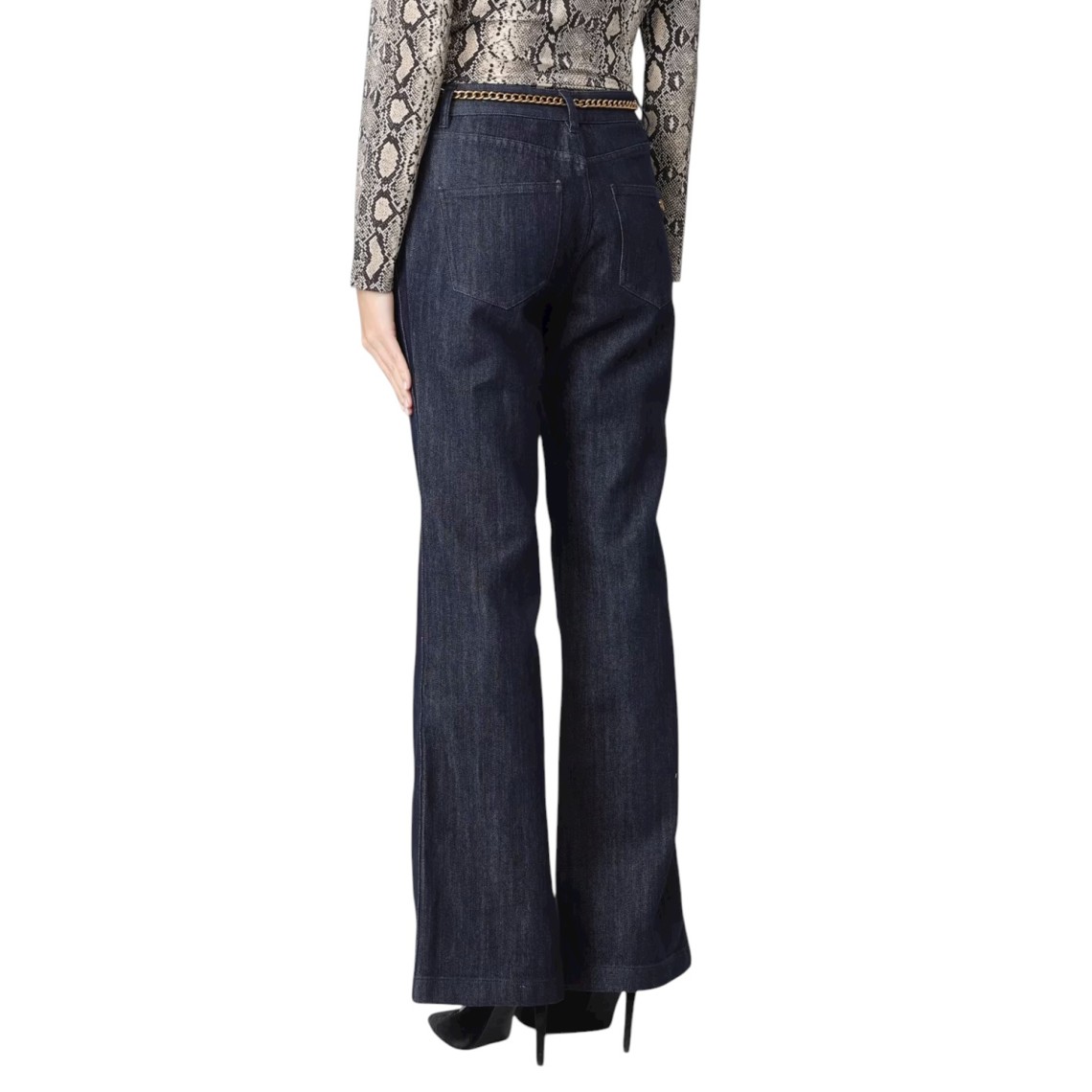 Jeans flared Michael Kors in denim di cotone con cinta