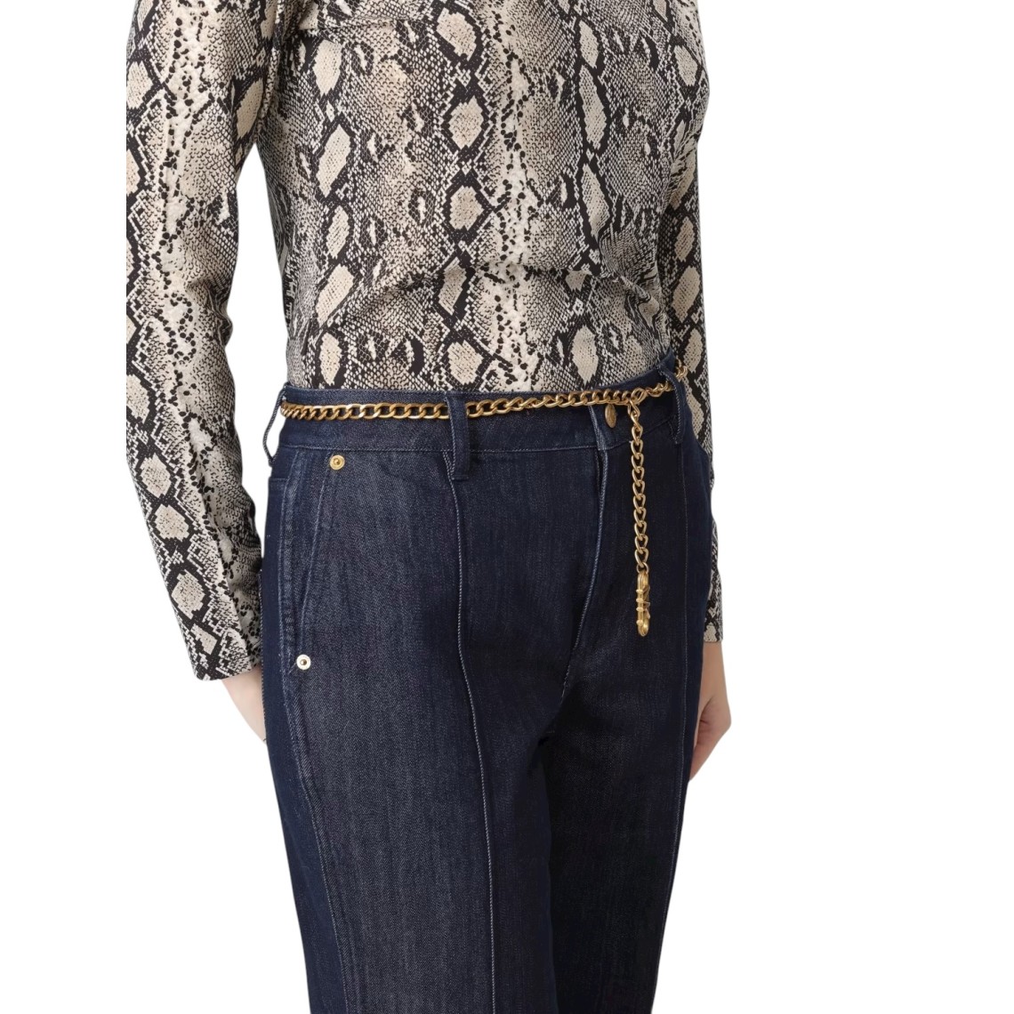 Jeans flared Michael Kors in denim di cotone con cinta