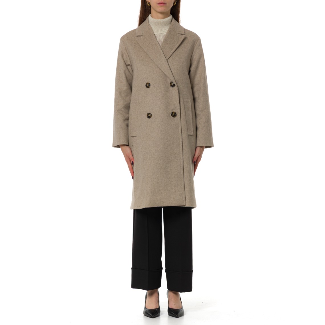 Cappotto doppiopetto in drap di misto lana Emme Marella