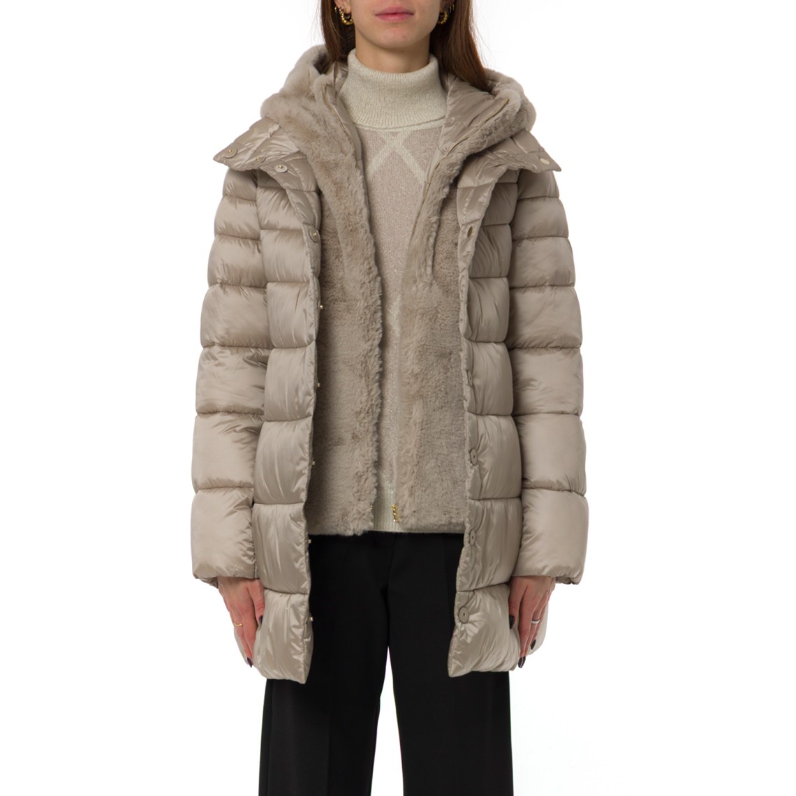 Piumino imbottito Emme Marella con pettorina in ecopelliccia