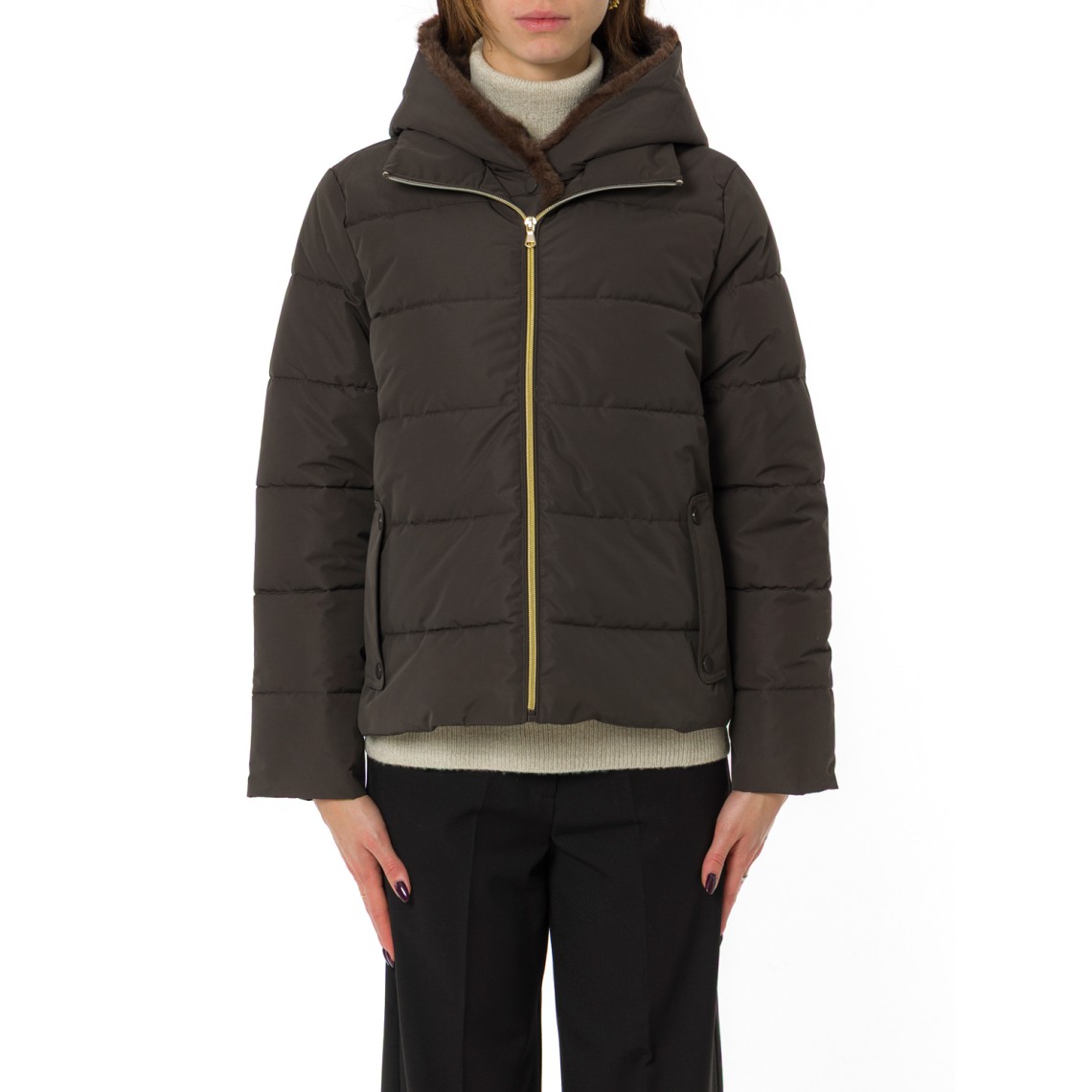 Piumino corto in taffetà con cappuccio Emme Marella