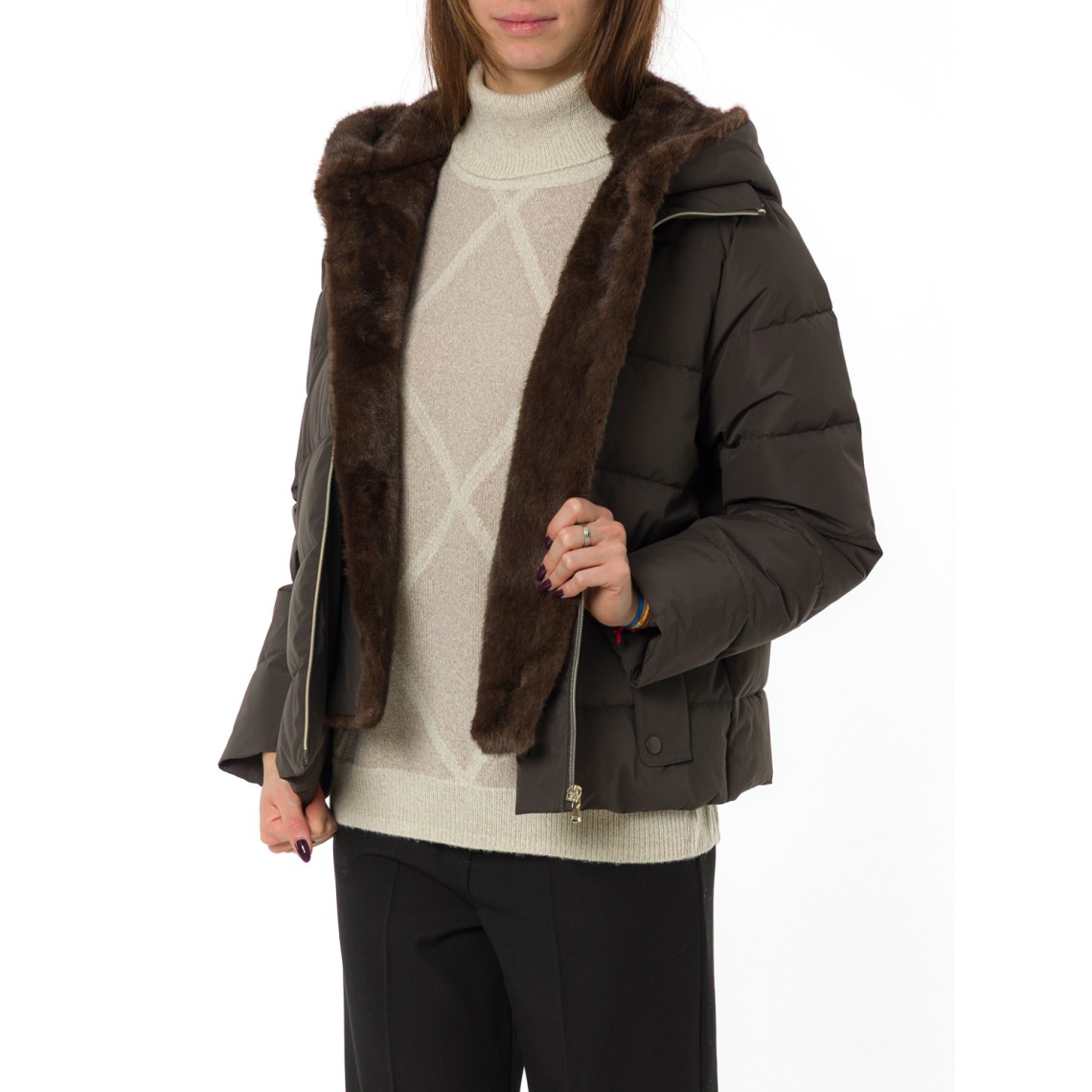 Piumino corto in taffetà con cappuccio Emme Marella