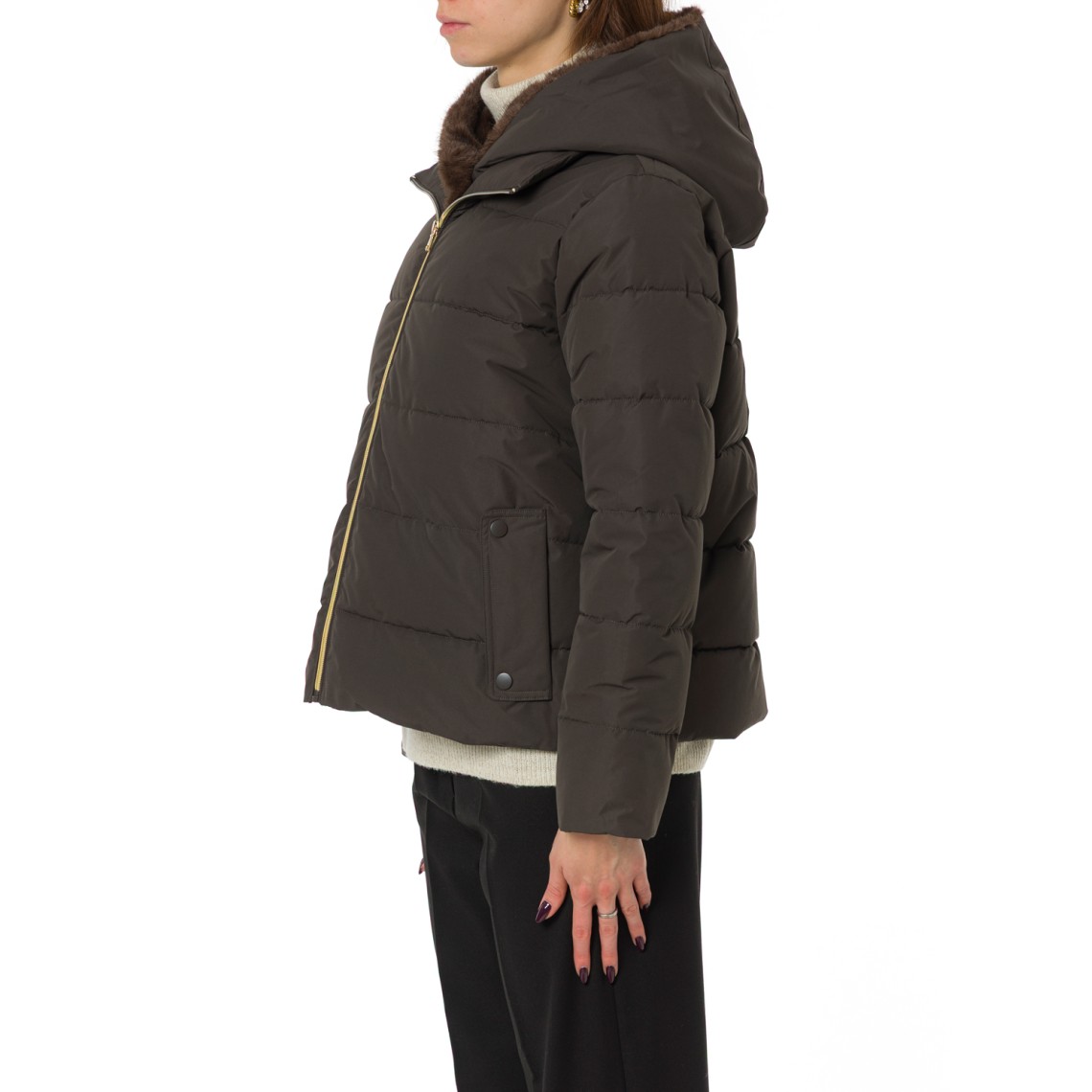 Piumino corto in taffetà con cappuccio Emme Marella