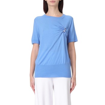 Maglia in lana vergine con piercing Liu Jo