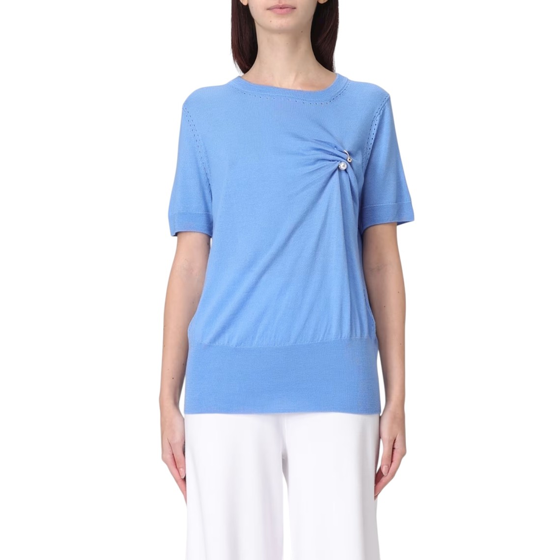 Maglia in lana vergine con piercing Liu Jo