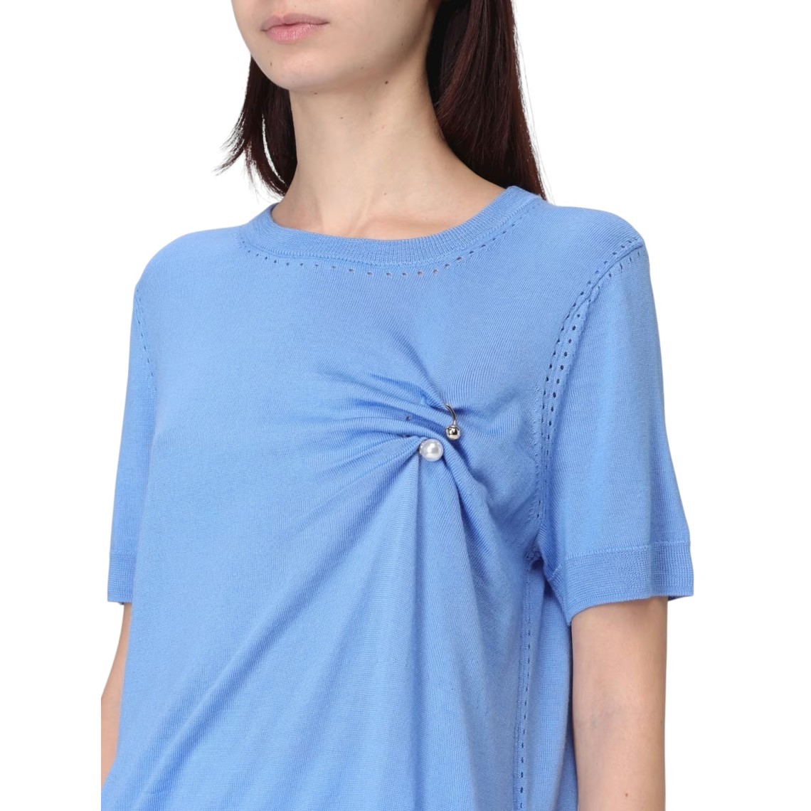 Maglia in lana vergine con piercing Liu Jo